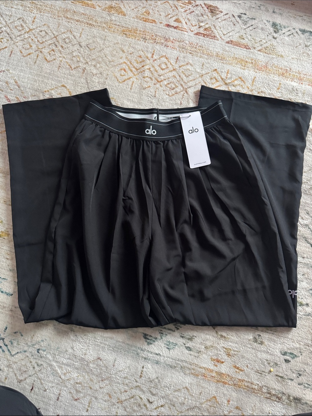 ALO Yoga Black Maxi Wide-Leg Skirt